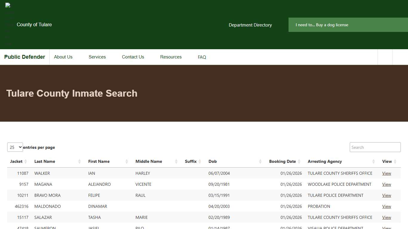 Tulare County Inmate Search Public Defender